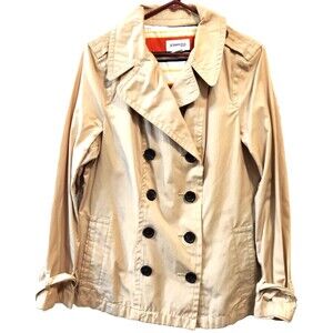 St. Johns Bay Double Breasted Lightweight Khaki Jacket / Women's L/ Nice / S57